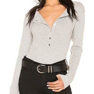 NWT Free People Frankie Bodysuit Top Thermal Gray